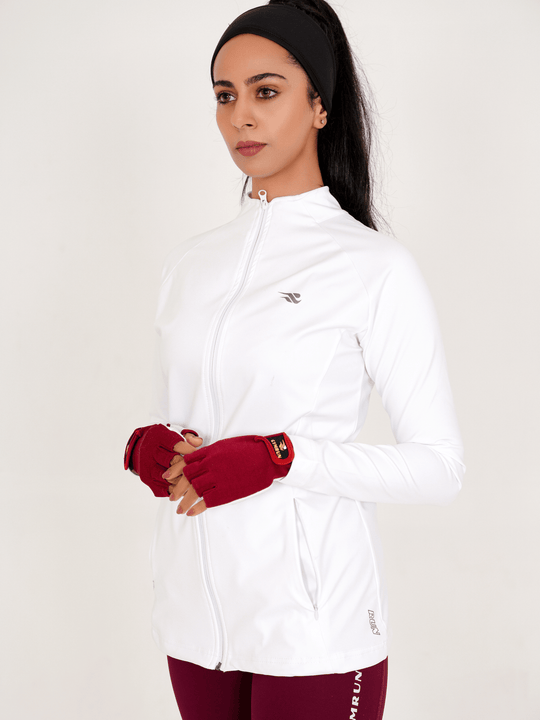 Ladies Compression Zipper - White - GYMRUN Activewear