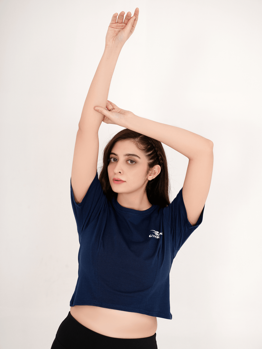 Oversized Crop T-Shirt - Navy - GYMRUN Activewear