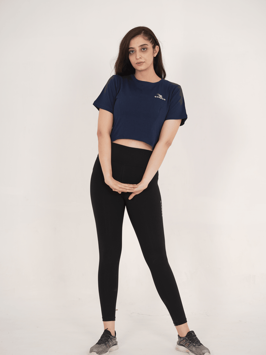 Oversized Crop T-Shirt - Navy - GYMRUN Activewear