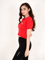 Oversized Crop T-Shirt - Red - GYMRUN Activewear