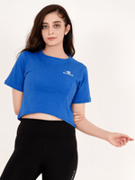 Oversized Crop T-Shirt - Royal Blue - GYMRUN Activewear