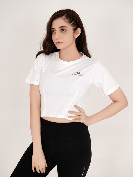 Oversized Crop T-Shirt - White - GYMRUN Activewear