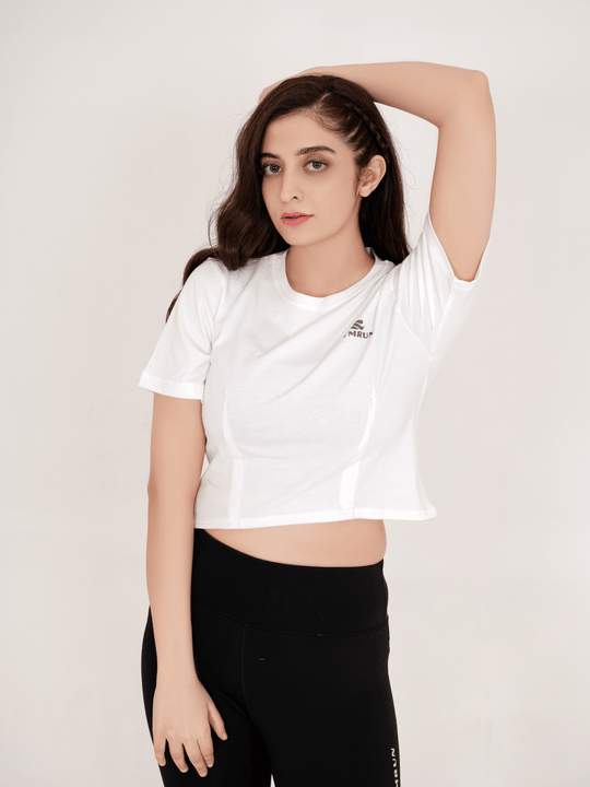 Oversized Crop T-Shirt - White - GYMRUN Activewear