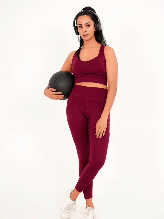 Pro-Fit Padding Sports Bra - Maroon - GYMRUN Activewear